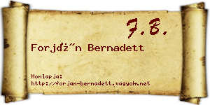 Forján Bernadett névjegykártya